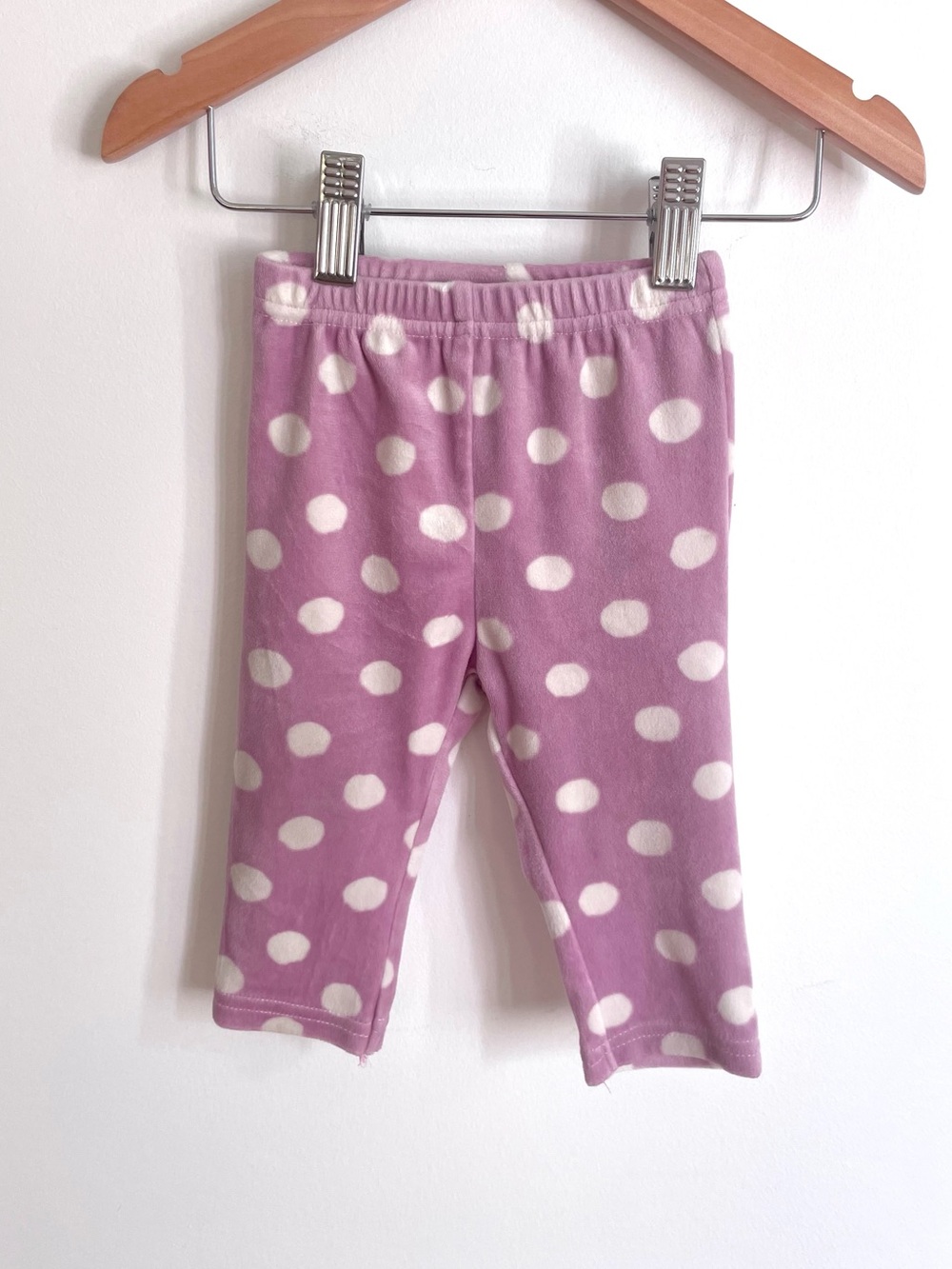 $3 💥Disney Velour Polka Dot Baby Girl Joggers Pants, Lilac & White, Super Soft!